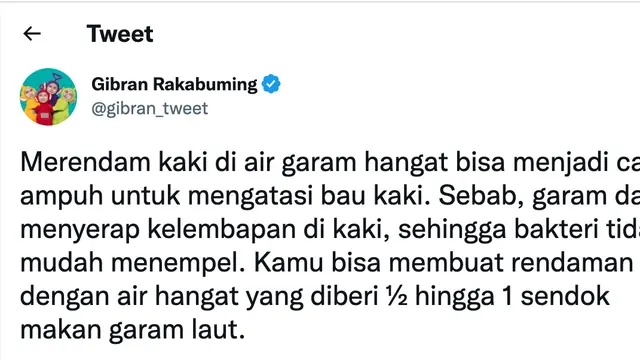 Tips kecantikan ala Gibran Rakabuming. (Foto: Dok. Twitter @gibran_tweet)