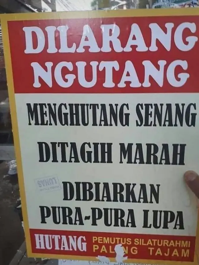 6 Tulisan Dilarang Utang di Warung Ini Bikin Ngakak