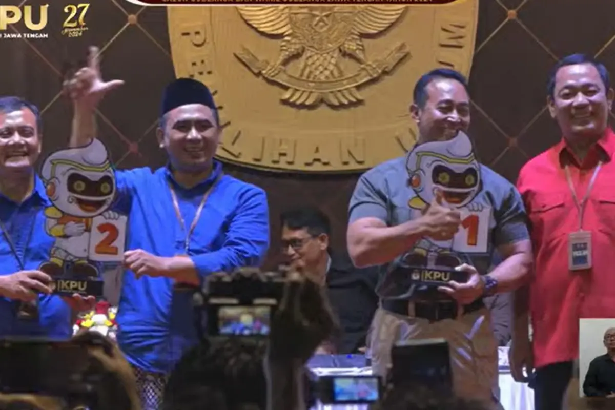 Ahmad Luthfi dan Andika Perkasa saat pengundian nomor urut Pilkada Jateng 2024, Senin (23/9/2024).
