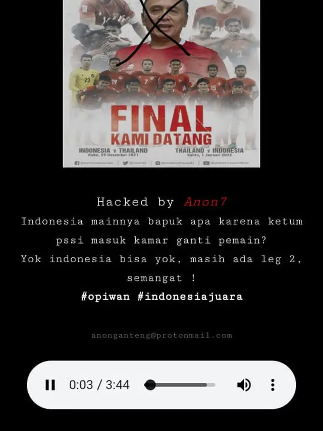Timnas Indonesia Dihajar Thailand, Situs Resmi PSSI Diretas