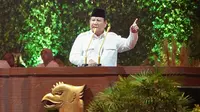 Ketua Umum Gerindra yang Juga Presiden RI Prabowo Subianto di momen perayaan Hari Ulang Tahun (HUT) ke-17 Partai Gerindra di Sentul International Convention Center (SICC), Bogor, Sabtu (15/2/2025). (Foto: Istimewa).
