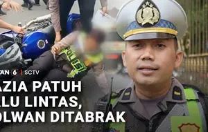 Razia Patuh Lalu Lintas, Polwan Ditabrak