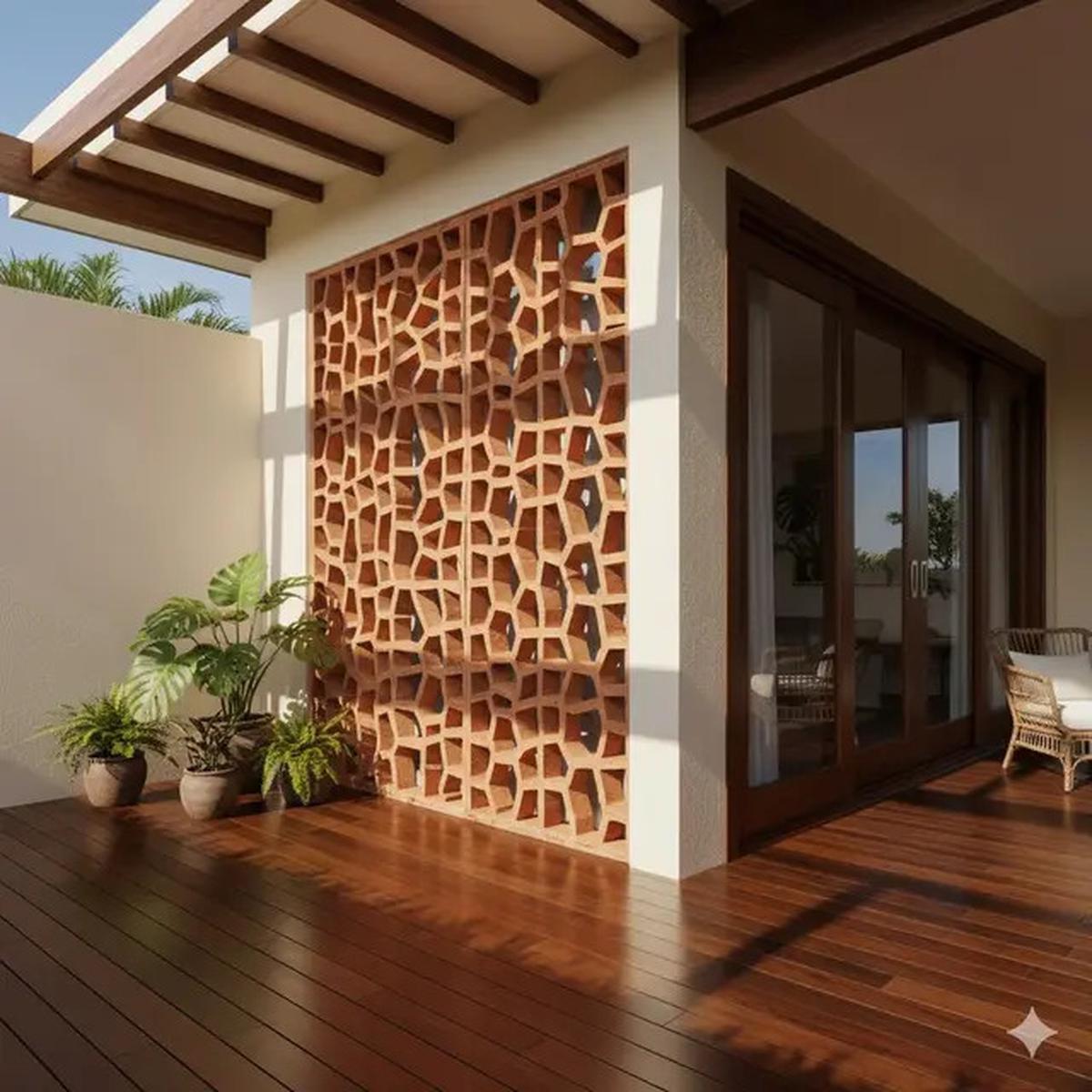7 Inspirasi Teras Rumah Modern dengan Dinding Roster Tembus Cahaya, Bikin Hunian Makin Kekinian