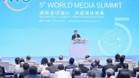 5th World Media Summit telah menggelar upacara pembukaan dan sesi pleno di venue utama yang berlokasi di Distrik Nansha, Guangzhou, Provinsi Guangdong, China Selatan. (Xinhua)