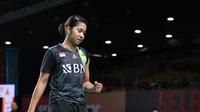 Tunggal putri Indonesia, Ester Nurumi Wardoyo, saat bertanding di perempat final Kejuaraan Bulutangkis Beregu Asia 2024 di Selangor, Malaysia, Jumat (16/2/2024). (Bola.com/PBSI)