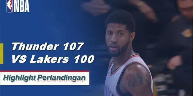 Cuplikan Hasil Pertandingan NBA : Thunder 107 VS Lakers 100