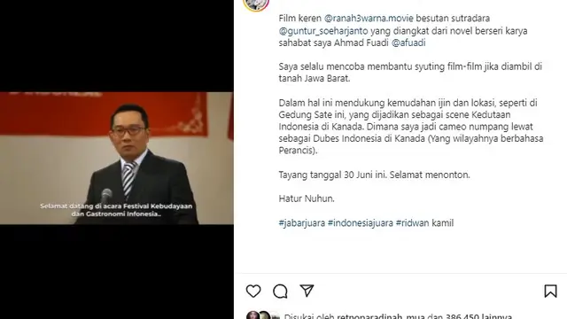 Ridwan Kamil (Foto: Instagram/@ridwankamil)