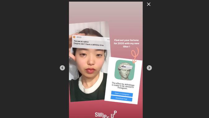 Filter wajah AR Instagram terpopuler 2020 karya @akikokoga. (Foto: @akikokoga/ Instagram)