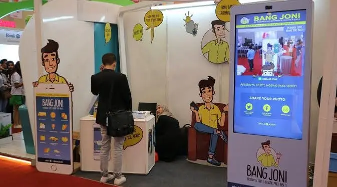 Booth Bang Joni di Indonesia E-Commerce and Summit Exhibition (IESE) 2017 di ICE BSD. Liputan6.com/Dewi Widya Ningrum