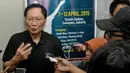 Tan Joe Hok memberikan keterangan pers saat acara Single Badminton Open Championship 2015, Tenis Indoor Senayan, Jakarta, Jumat (10/9/2015). Saat acara tersebut Tan Joe Hok dianugerahi Lifetime Achievement. (Liputan6.com/Yoppy Renato)