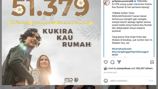 Unggahan Prilly Latuconsina. (Foto: Dok. Instagram @prillylatuconsina96)