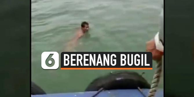 VIDEO: Diduga Depresi, Pria Berenang Bugil di Laut Selama 4 Hari