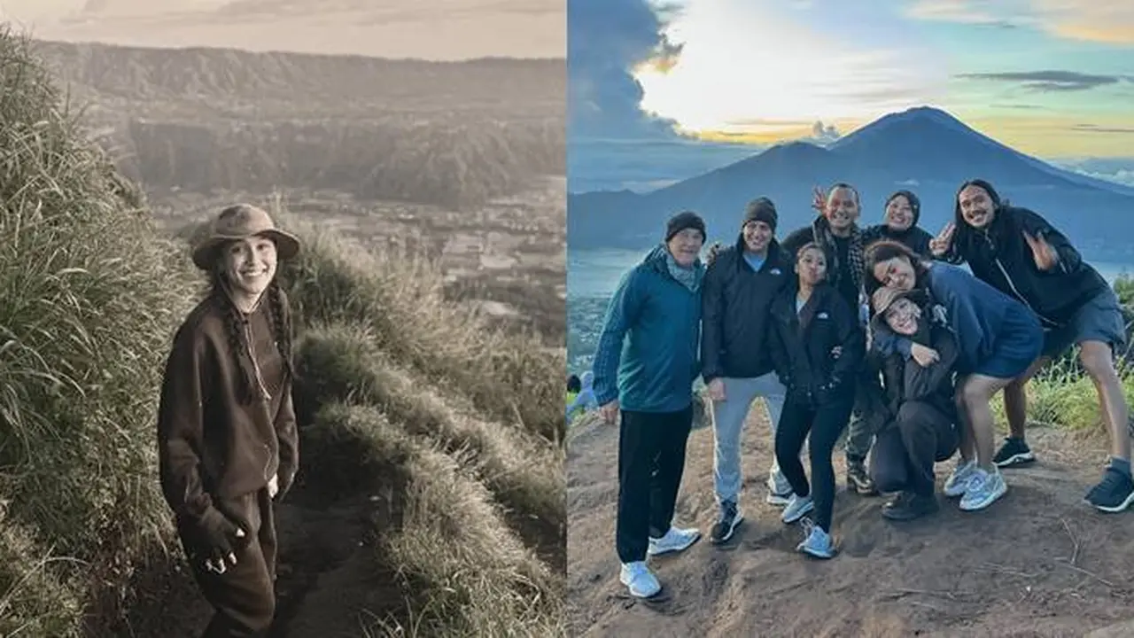 6 Potret Seru Yasmin Napper Mendaki Gunung Batur Bersama Keluarga