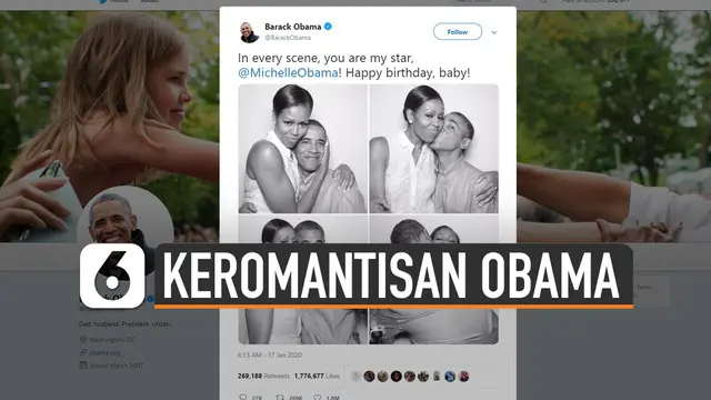 Barack Obama mengunggah fotonya bersama sang istri. Ia mengunggah di akun resmi twitternya dalam rangka ulang tahun sang istri.