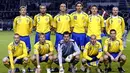The Swedish international football team pose prior playing their Euro 2008 Group F qualifying soccer match against Latvia at Rasunda stadium in Stockholm, Sweden, 21 November 2007. AFP PHOTO/SCANPIX/JANERIK HENRIKSSON