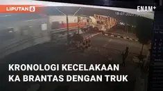 Kecelakaan antara KA Brantas dengan truk terjadi di Jl Madukoro, Semarang, Jawa Tengah (18/7/2023). Kecelakaan menyebabkan truk terbakar setelah dihantam kereta