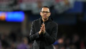 Ekspresi Liam Rosenior usai Chelsea ditaklukkan Manchester United di pekan ke-33 Liga Inggris 2025/2026 di Stamford Bridge, Minggu (19/04/2026) dini hari WIB. (AP Photo/Kirsty Wigglesworth)