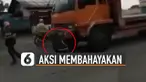 Aksi ini tentu membahayakan pelaku dan kendaraan yang dihadang.