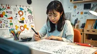 trik menggambar doodle ©Ilustrasi dibuat AI