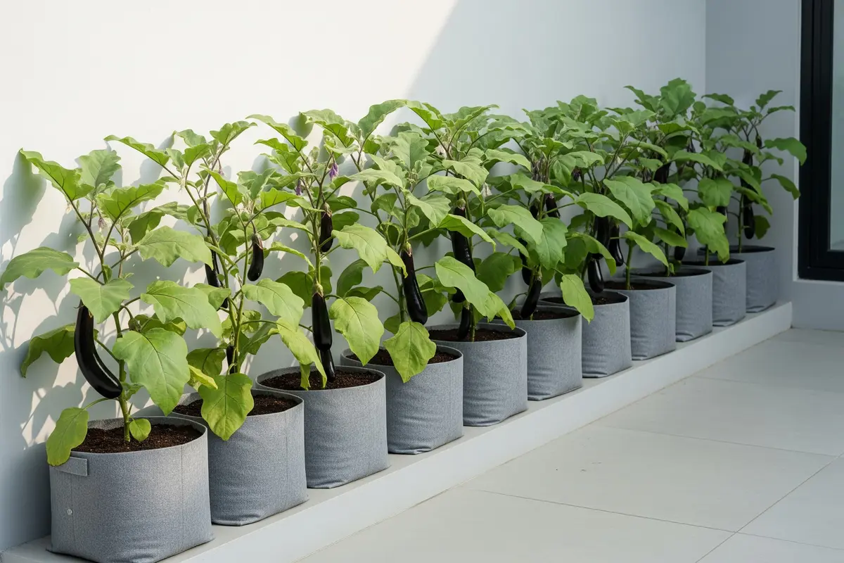 Kebun Terong dengan Grow Bags yang Fleksibel