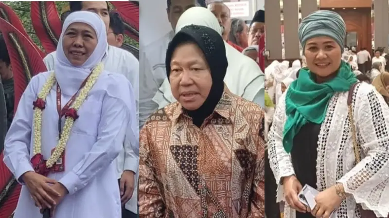 Tiga calon gubernur Pilkada Jatim 2024. Dari kiri: Khofifah Indar Parawansa, Tri Rismaharini dan Luluk Nur Hamidah. (Istimewa)