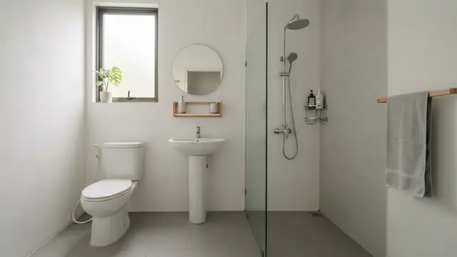 Inspirasi Kamar Mandi Minimalis Bernuansa Abu-Abu