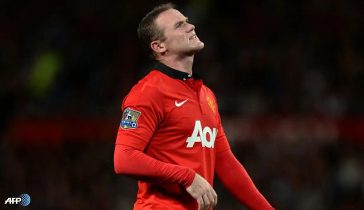 Ekspresi Wayne Rooney pada pertandingan Liga Inggris antara Manchester United melawan Chelsea di Stadion Old Trafford, Manchester Selasa 27 Agustus 2013. (AFP/Andrew Yates)