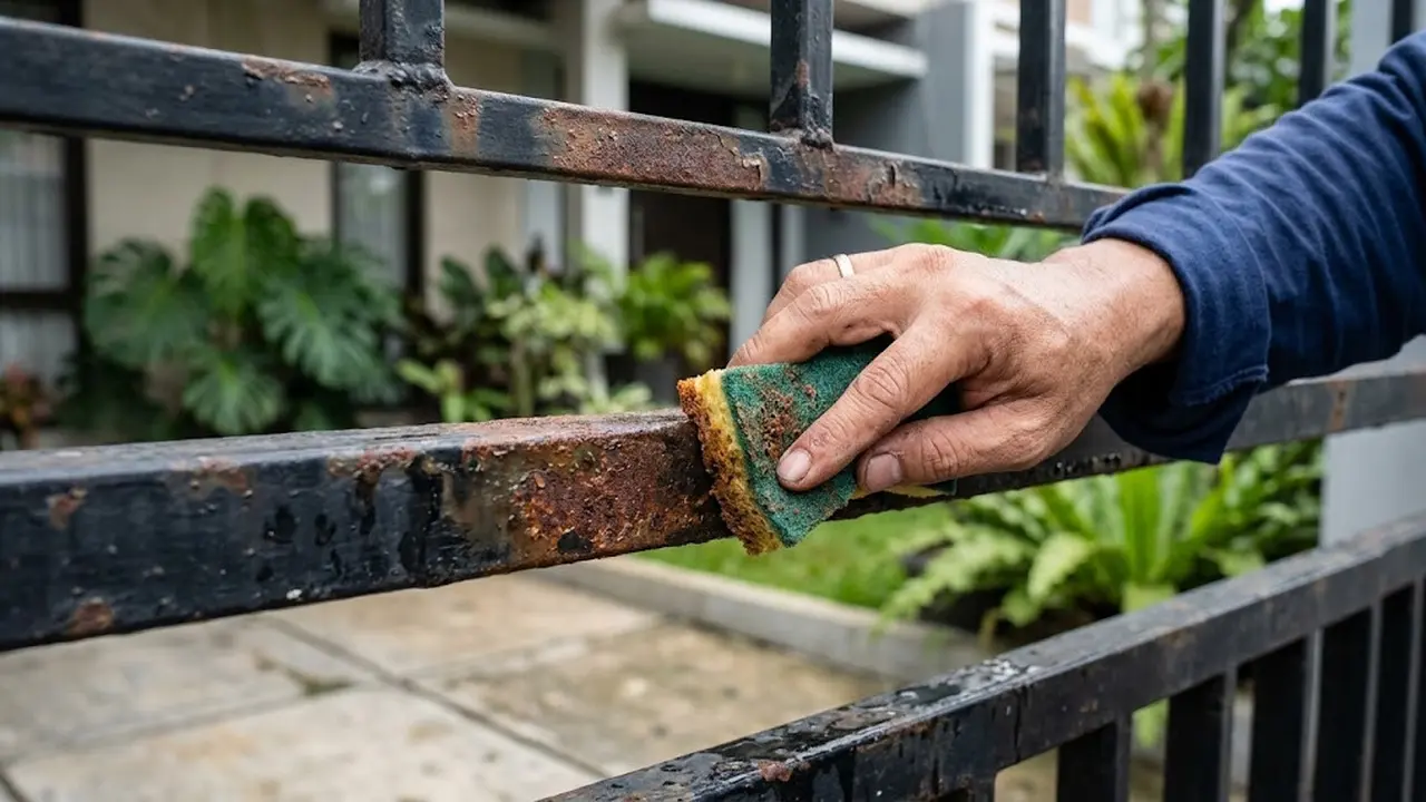 Menghilangkan Karat Pagar