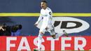 Penyerang Leeds United, Rodrigo, merayakan gol yang dicetak ke gawang Manchester City pada laga Liga Inggris di Stadion Elland Road, Sabtu (3/10/2020). Kedua tim bermain imbang 1-1. (Paul Ellis/Pool via AP)