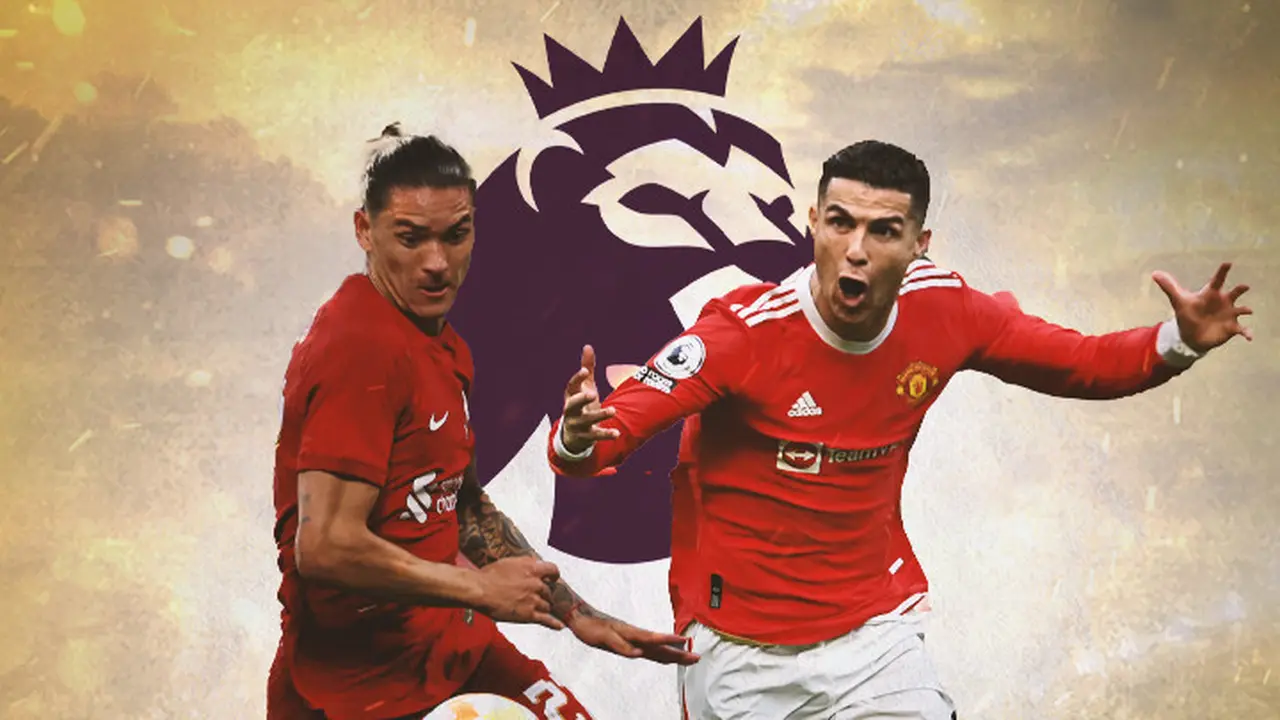 Ilustrasi - Darwin Nunez, Cristiano Ronaldo + Logo EPL