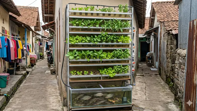 Hidroponik Sayur Mini di Gang Sempit dengan Rak Bertingkat