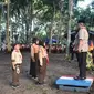 Camat Marangkayu Ambo Dalle saat memimpin upacara pembukaan Jambore Gerakan Pramuka Marangkayu, Kabupaten Kutai Kartanegara. Tercatat ada 520 peserta dari 26 sekolah yang ikut.