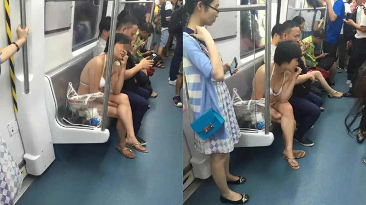 Heboh, Wanita 'Telanjang' Naik Kereta Bawah Tanah