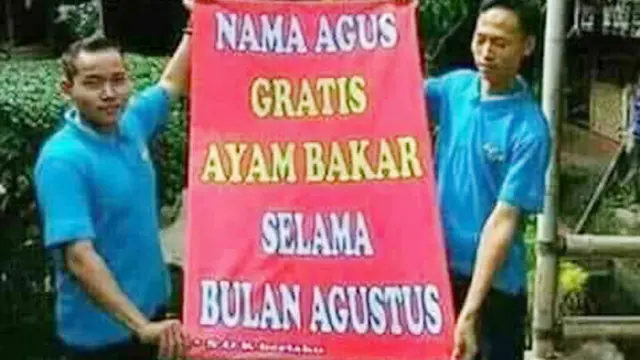 Berkah Agustus, Pemilik Nama Agus Bisa Makan dan Nikah Gratis