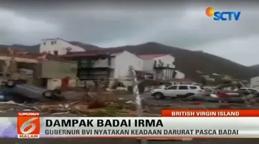 Gubernur British Virgin Island menyatakan bahwa wilayahnya dalam kondisi darurat akibat badai Irma.