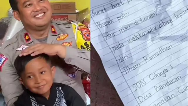 Ilham Ramadhan, bocah SD berusia delapan tahun yang mengirim surat kepada seorang polisi untuk menemaninya saat pembagian rapor.