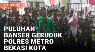 Massa Banser Bekasi Desak Polisi Adili Pelaku Pengeroyokan Kiai NU di Karawang