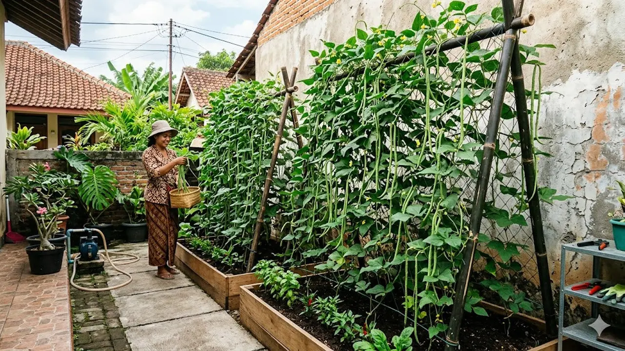 Trik Membuat Kebun Kacang Panjang Vertikal Anti Sempit untuk Pekarangan Mini