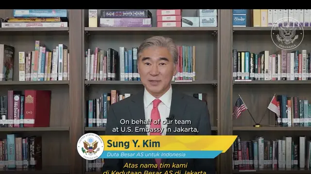 Duta Besar Amerika Serikat (AS) untuk Indonesia Sung Y. Kim mengucapkan selamat atas HUT ke-78 RI. (Twitter/@USAmbIndonesia)