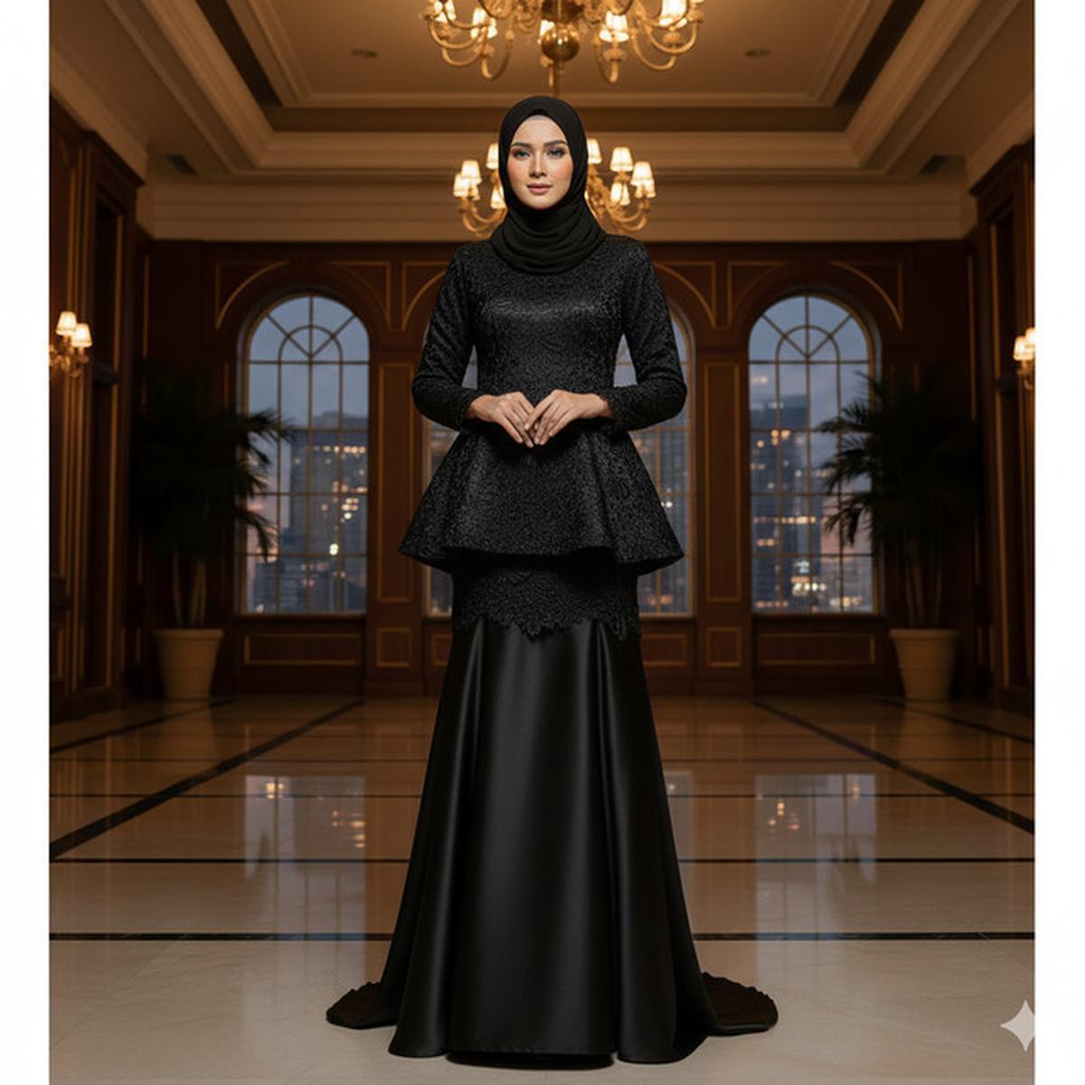 8 Model Gamis Hitam Syar'i dengan Kombinasi Lace 2025, Menawan untuk Acara Formal