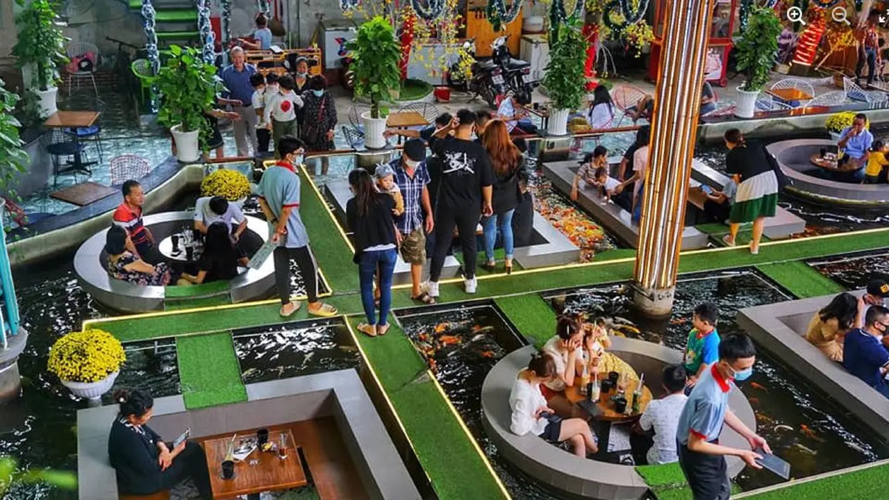 Kafe ikan koi di Ho Chi Minh Vietnam