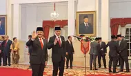 Presiden Joko Widodo atau Jokowi melantik Agus Harimurti Yudhoyono (AHY) menjadi Menteri Agraria Tata Ruang/Kepala Badan Pertanahan Nasional atau Menteri ATR/BPN. (Lizsa Egeham).