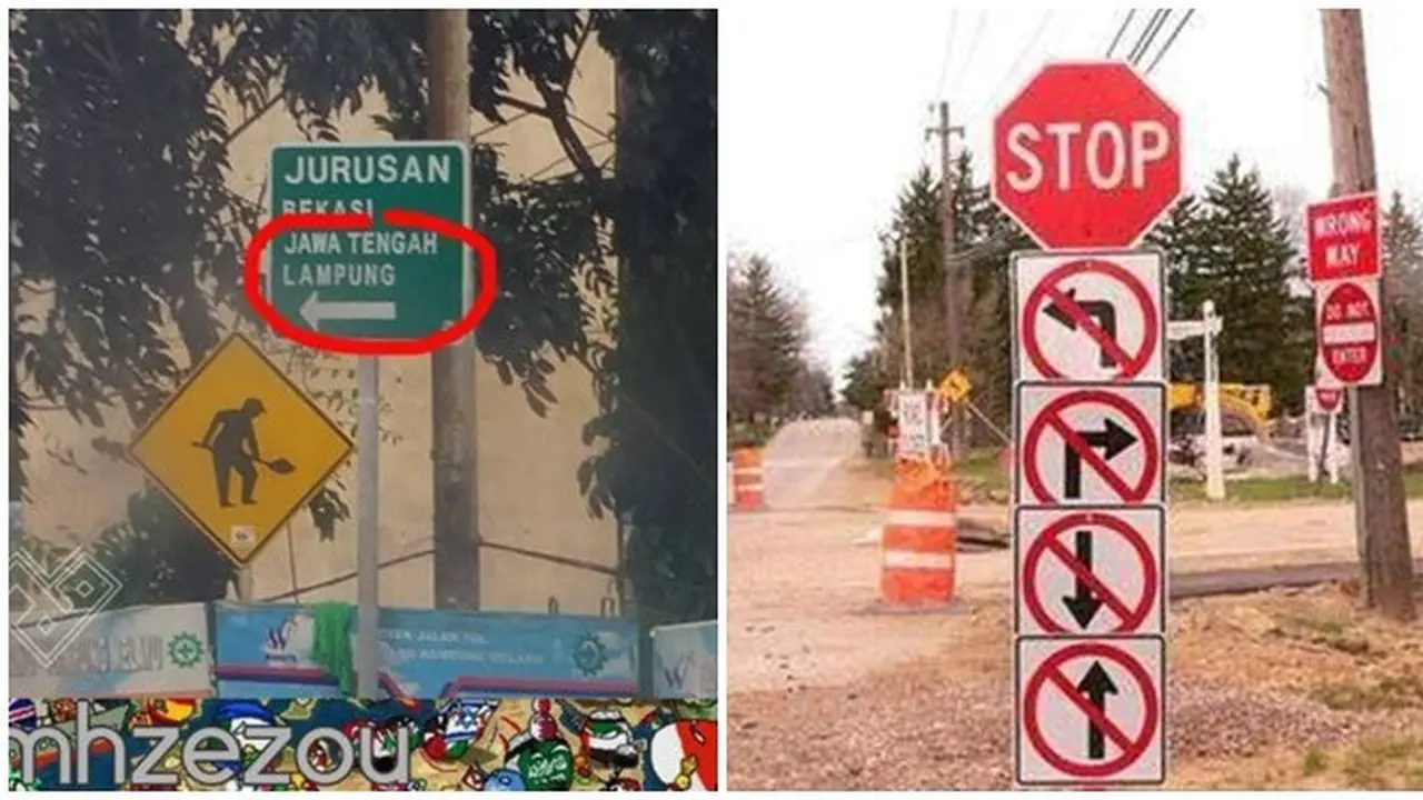 Potret Kesalahan di Papan Penunjuk Jalan Ini Bikin Mikir Keras