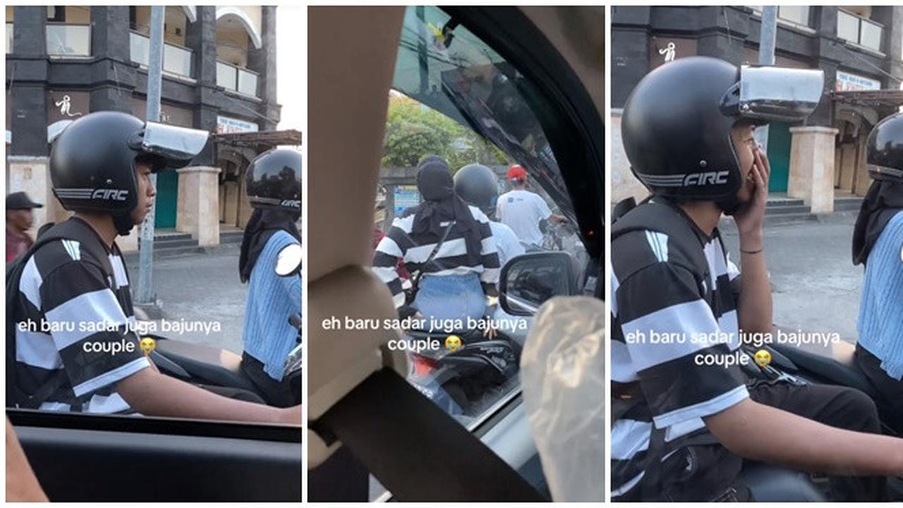 Viral Cowok Salting karena Pakai Baju Samaan di Lampu Merah, Ekspresinya Kocak
