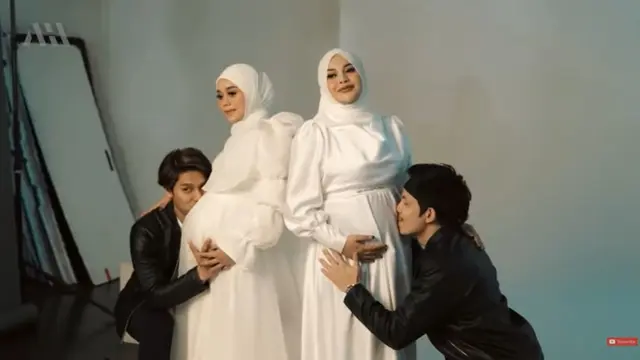 6 Gaya Maternity Shoot Aurel Hermansyah dan Lesty Kejora, Kompak Bareng Suami