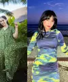 Berpose layaknya model, Nagita Slavina tampil menawan dalam balutan maxi dress hijau bermotif floral. [Foto: IG/raffinagita1717].