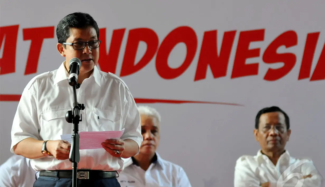  Ali Masykur Musa membacakan pidato dukungannya terhadap Prabowo-Hatta pada Pilpres 2014, Jakarta, Rabu (28/5/2014) (Liputan6.com/Johan Tallo).