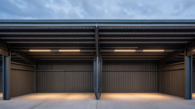 Carport untuk 2 Mobil dengan Pintu Lipat Wide (Foto: Reve Art AI)