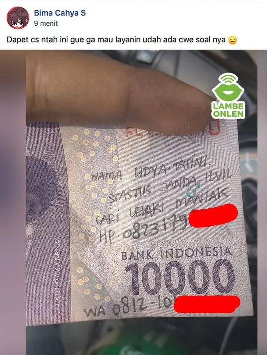 Cari jodoh via duit (Source : instagram.com/lambeonlen)