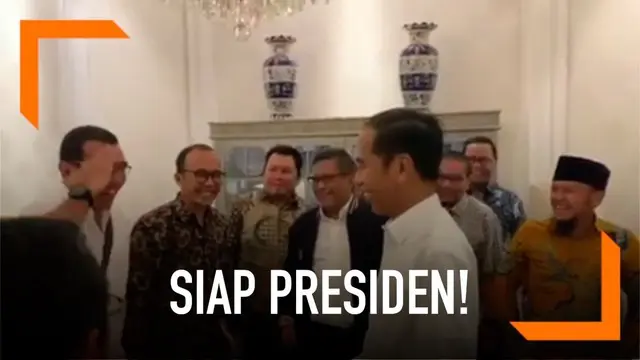 Para politisi dan elite TKN mengucapkan kalimat 'Siap Presiden' pada Joko Widodo. Momen ini mirip dengan ucapan para purnawirawan pada Prabowo Subianto.